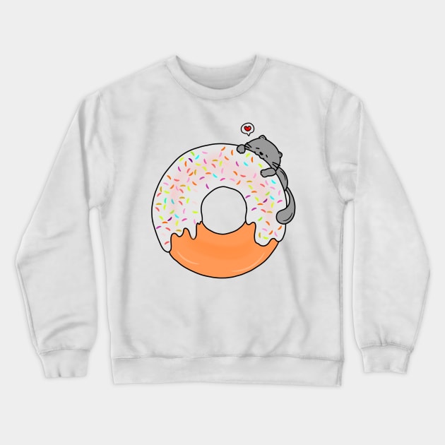 Cat eating donut Crewneck Sweatshirt by Mixserdesign